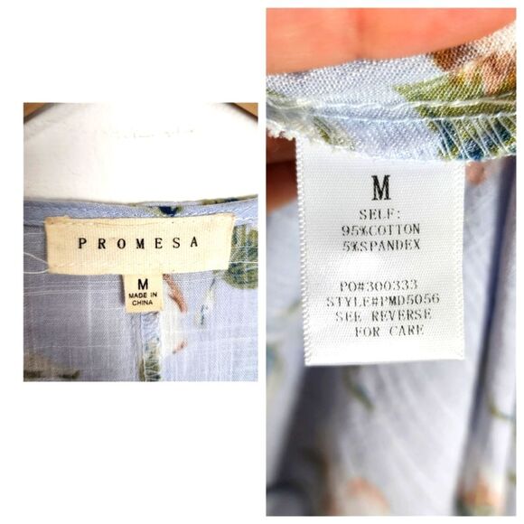 Promesa High-low Wrap Dress Light Blue Floral Asymmetrical Spring Summer Sz M - Picture 2 of 16